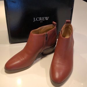 J.Crew Leather Sawyer Bootie, Brown, Size 6.5